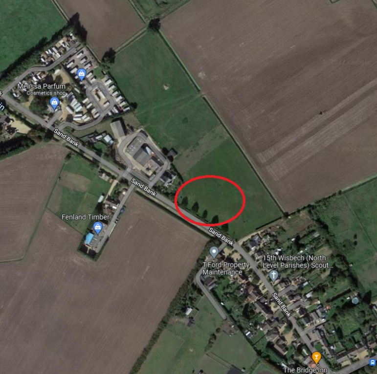 Google image of the site at Wisbech St Mary provided by agents on behalf of Mr Humphrey to Fenland Council planners 