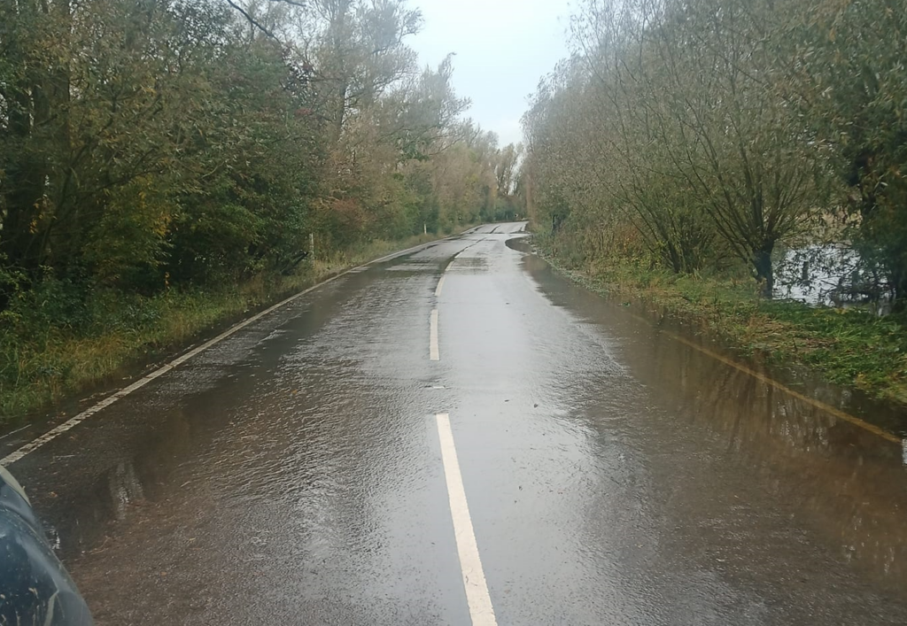 A1101 Welney Wash Road on Cambridgeshire/Norfolk border at risk of flooding