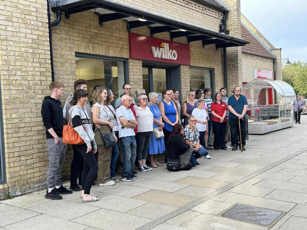 Wilko staff past and present outside Wilko in Ely at 4pm on Sunday as the doors closed for the last time. 