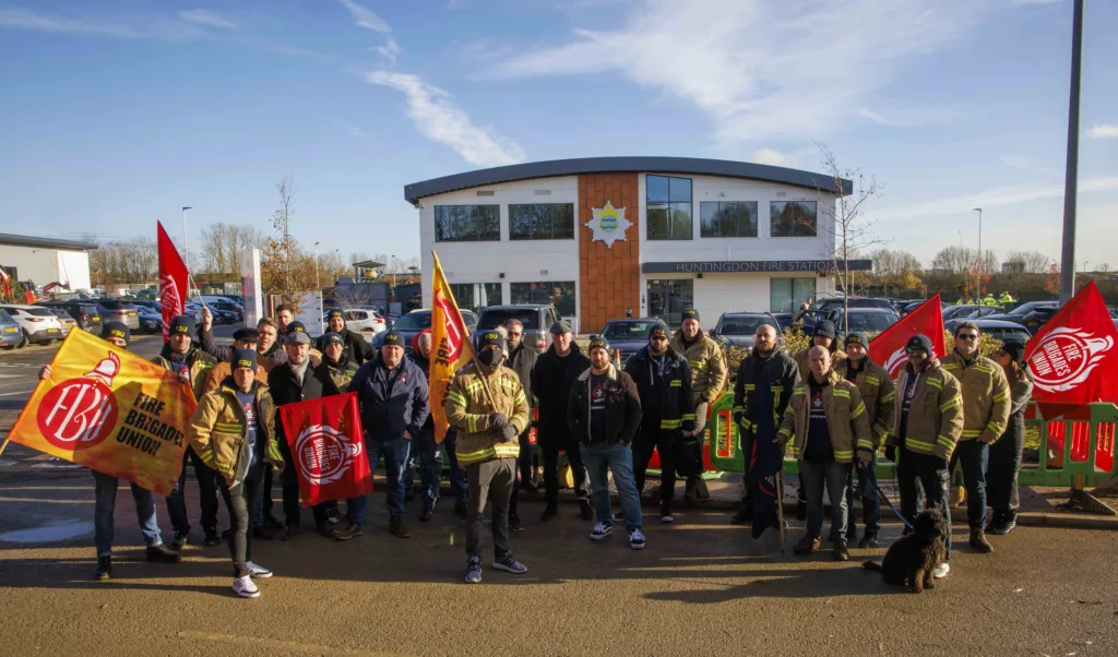 Firefighters stage protest in Huntingdon over reduction in reduction to fire crews PHOTO: Mark Thomas 