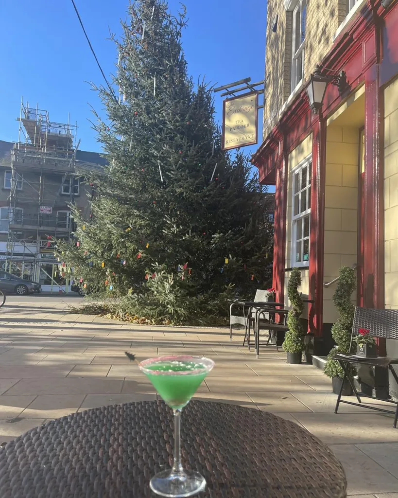 How could we not do a special cocktail for our famous Christmas tree was the question posed by the Exchange. “Introducing our ‘Wonky Christmas Tree Cocktail’… Vodka, Blue Curaçao, Pineapple Juice and Lemonade,” they explained. 