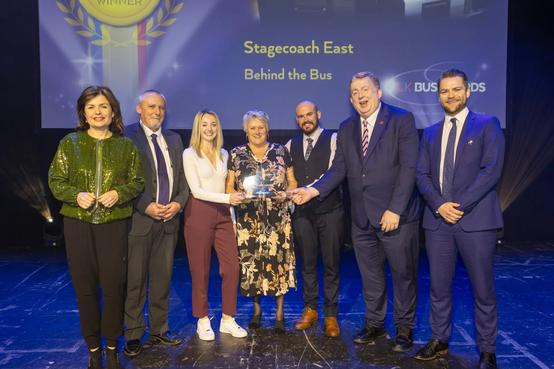 Stagecoach East wins the Gold Award (002) - News for Peterborough and Cambridgeshire News for Peterborough and Cambridgeshire - At a ceremony held at Troxy in London, the judges gave Stagecoach East the Gold Award in the Bus and Community category for its work on Behind the Buses.