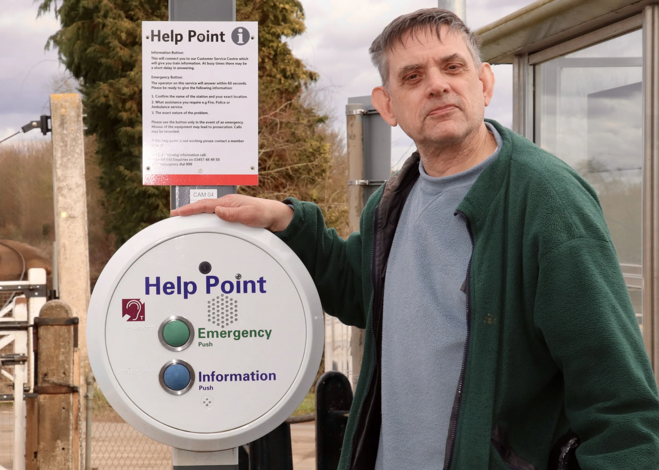 • Steve O’Dell at Dullingham station which offers only a 'help point' • Steve O’Dell at Dullingham station which offers only a 'help point'