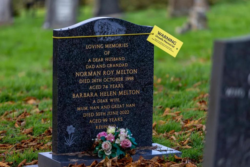 Residents in Terrington St Clement say health and safety has “gone mad” after their local council placed yellow warning tags on gravestones. PHOTO: Terry Harris