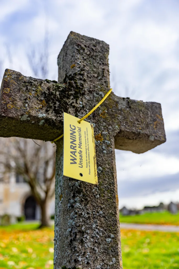 Residents in Terrington St Clement say health and safety has “gone mad” after their local council placed yellow warning tags on gravestones. PHOTO: Terry Harris