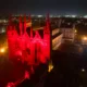 The Cathedral in red for Remembrance Sunday....