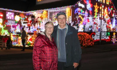 John and Helen Attesley have again turned their Soham home into a Christmas lights eye catcher: not long after the switch on, Soham Town Rangers held a fantastic fireworks display. PHOTO: Terry Harris for CambsNews