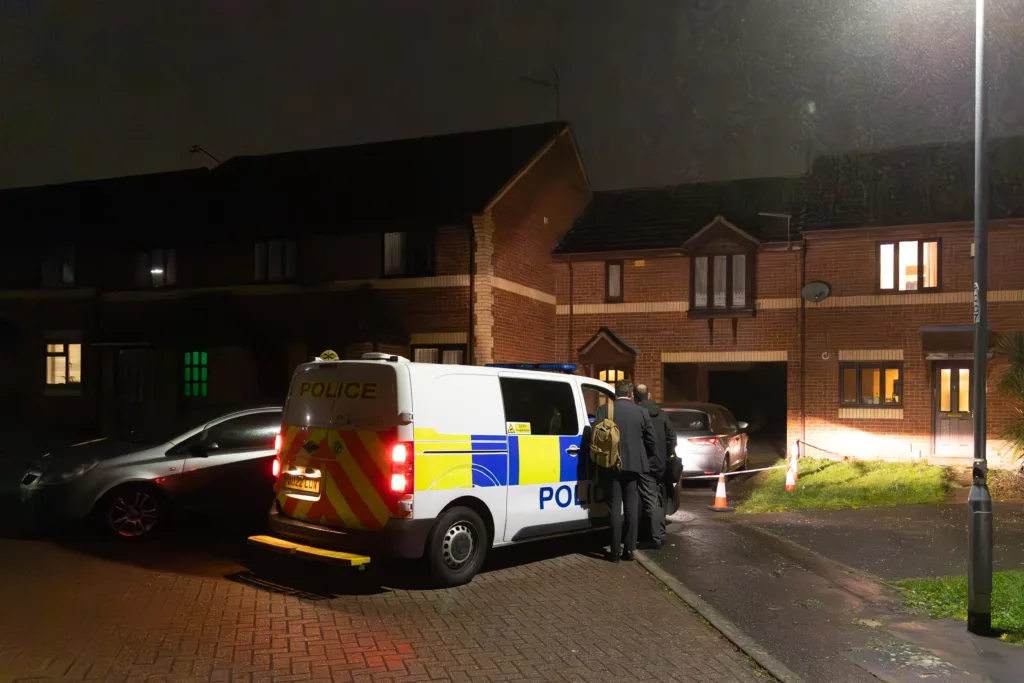 Police discovered the man’s body at a property in Farriers Court, Peterborough, at about 11pm yesterday (19 November). A woman has been arrested on suspicion of murder.  PHOTO: Terry Harris.