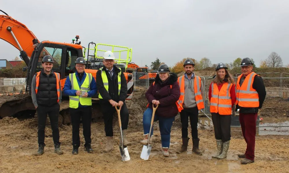 Norwood Road, March, ‘ground breaking’ ceremony for a scheme poised to bring 50 new affordable homes to the heart of March, comprising of all affordable rent properties. Completion on the site, supported by grant funding from Homes England, is expected in November 2025.
