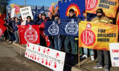 Firefighters stage protest in Huntingdon over reduction in reduction to fire crews PHOTO: Mark Thomas
