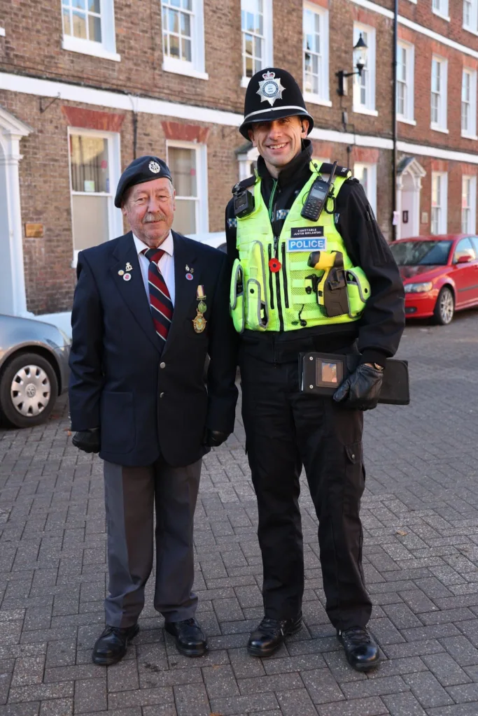 PC Justin Bielawski paid his respects and gave thanks at the Remembrance Day ceremony at the war memorial, Wisbech, on Sunday. 