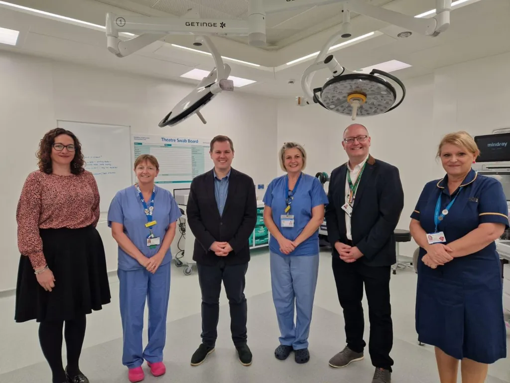 Immigration minister Robert Jenrick on a recent visit to the new £5m operating theatre at Newark Hospital in his constituency.