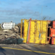 Witchford roundabout near Ely where a lorry has overturned shedding its load. PHOTO: Adina Tutt