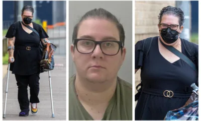 Blade Silvano, of Lydham, Shropshire, was found guilty of two counts of sexual assault; photos of her appearing in court and (centre) custody photo released by Cambridgeshire police. PHOTOS: Terry Harris/Cambs Police