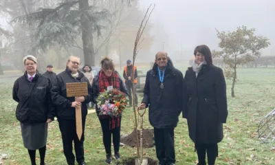 The High Sheriff of Cambridgeshire Dr Bharatkumar N Khetani plants a tree and unveils a plaque in memory of Covid victims was planted in Wisbech. PHOTO: Wisbech Tweet