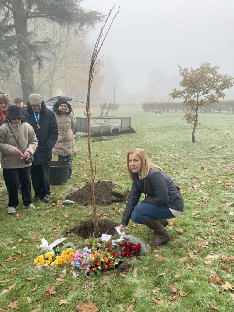 The High Sheriff of Cambridgeshire Dr Bharatkumar N Khetani plants a tree and unveils a plaque in memory of Covid victims was planted in Wisbech. PHOTO: Wisbech Tweet 