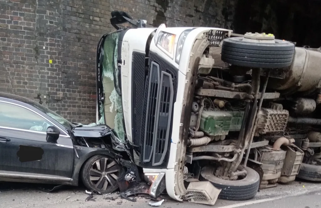 Photos of the damage following a crash in Coldham’s Lane, Cambridge. IMAGE: Policing Cambridge 