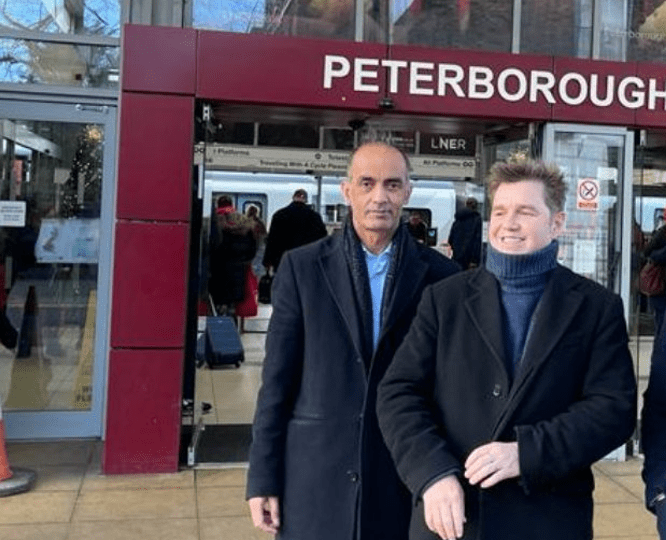Mayor Dr Nik Johnson in Peterborough for a walking tour of the city with recently elected council leader Mohammed Farooq. Both agreed they are singing from the same hymn sheet to build Peterborough’s prosperity.