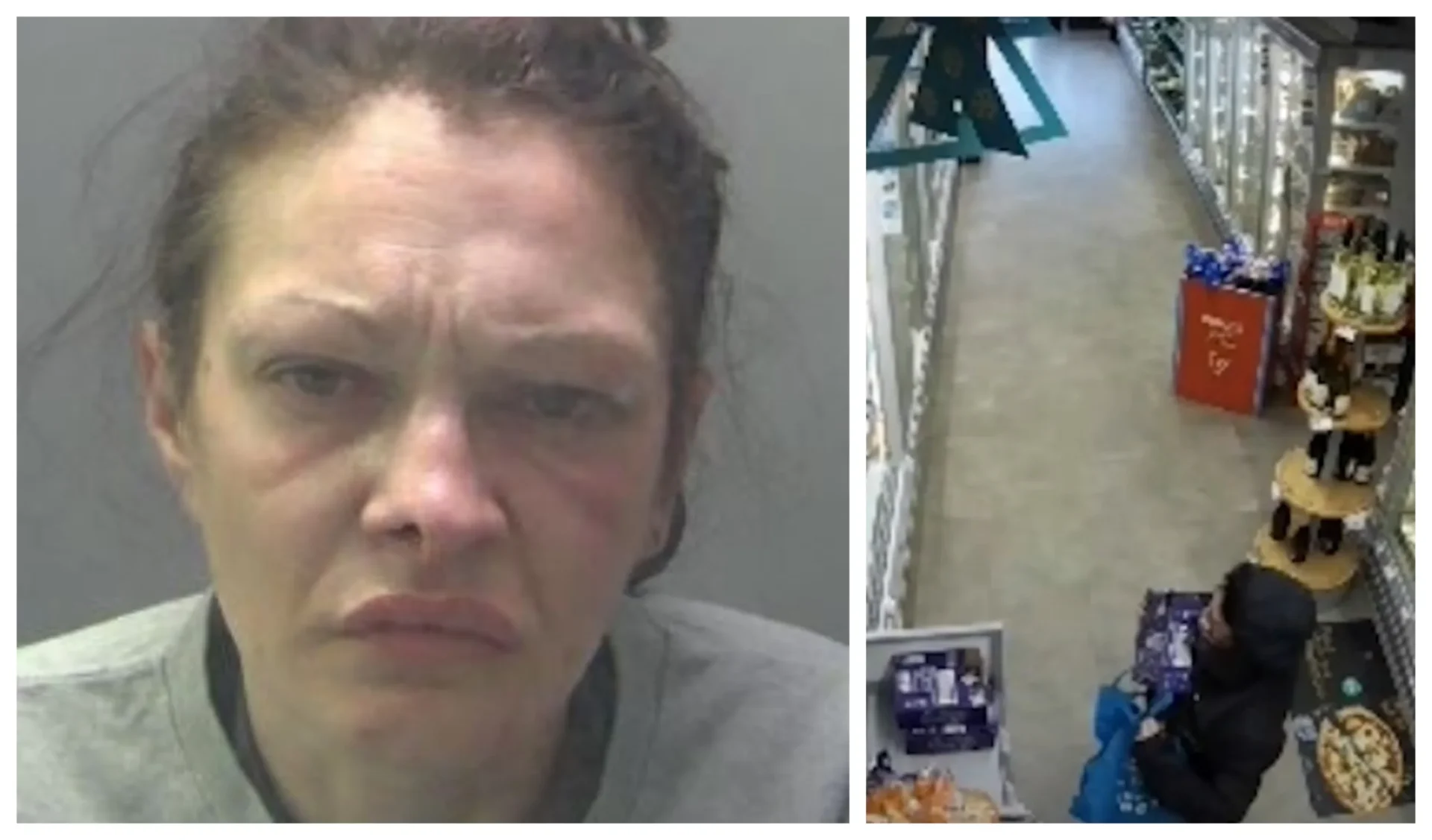 Footage released by Cambridgeshire Police show Michelle Blades brazenly shoplifting from Peterborough stores. She was described by a judge as a menace.