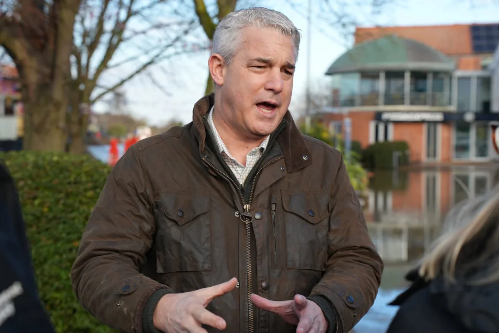 MP Steve Barclay on a visit to Newark yesterday to look at flooding issues