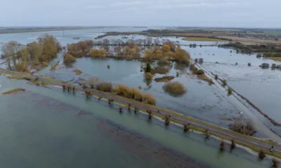 Flood water along the B1040 at Whittlesey as Storm Isha begins to batter Britain. The Environment Agency warned today that river levels at Whittlesey remain high “following a previous period of persistent rainfall in the catchment. PHOTO: Terry Harris