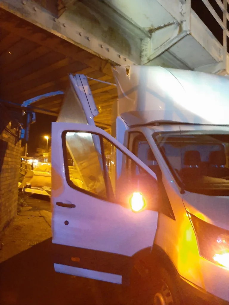 Police revealed the scene that met them on Sunday when called to a white van that crashed into the bridge at Ely station, Cambridgeshire. 