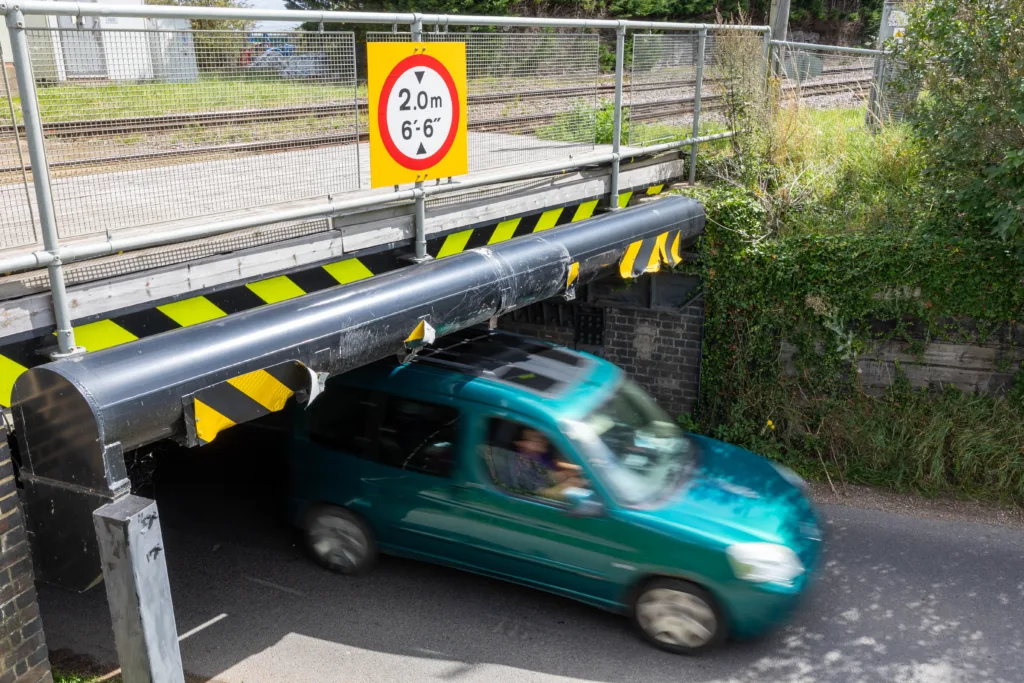 Stonea rail bridge, Cambridgeshire, still has the unenviable record of being Britain’s most bashed bridge. But at least for 2 months, following a road closure, it is spared further incidents. PHOTO: Terry Harris 