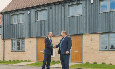 Simon Somerville-Large, (left) managing director and founder of Laragh Homes with Charles Roberts, chair of Stretham and Wilburton CLT. Mr Roberts is a former leader of East Cambridgeshire District Council and former housing advisor to Mayor James Palmer