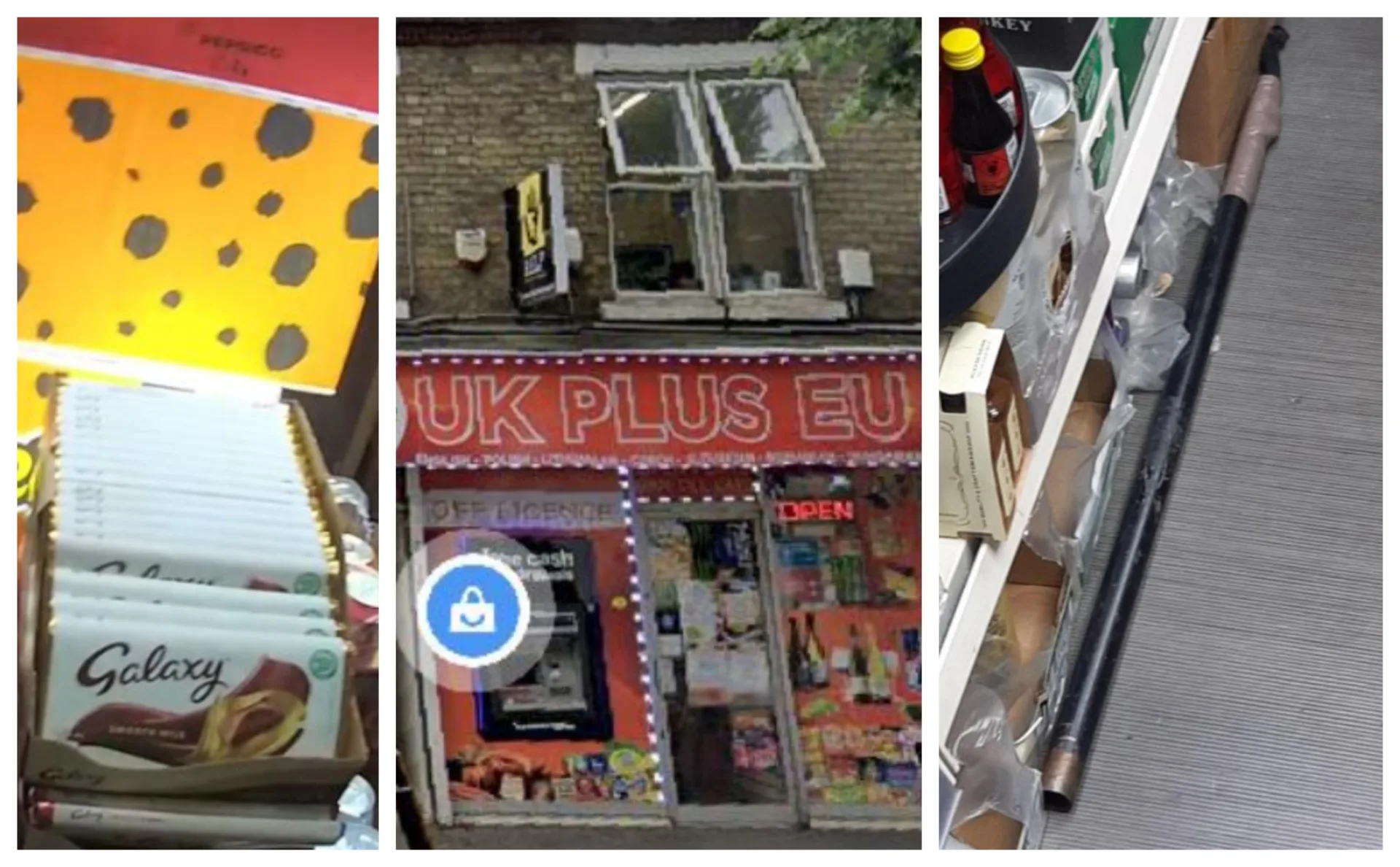 eu main - News for Peterborough and Cambridgeshire News for Peterborough and Cambridgeshire - Stolen Galaxy bars found at EU Plus UK in Broadway, Peterborough, and the metal pole found there – and confiscated by police.