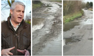 MP Steve Barclay and photos showing part of the issues affecting Hook Road, Wimblington