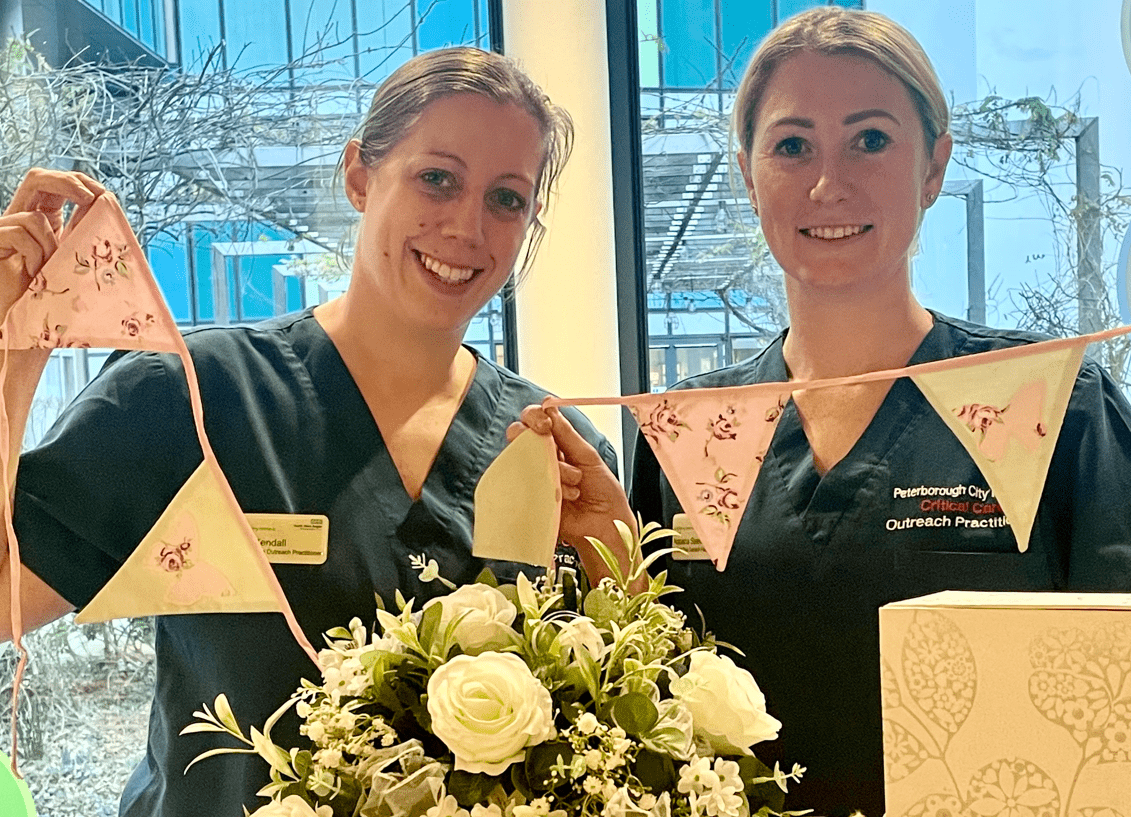 nurses - News for Peterborough and Cambridgeshire News for Peterborough and Cambridgeshire - Critical Outreach Nurse Practitioners Lois Kendall and Natasha Steels-Webb with some of the Wedding Box items.