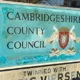 Sign outside Shire Hall, Cambridge, but no one can recall if the county council’s postponed axing of the link with Kreis Viersen, Germany, became a reality