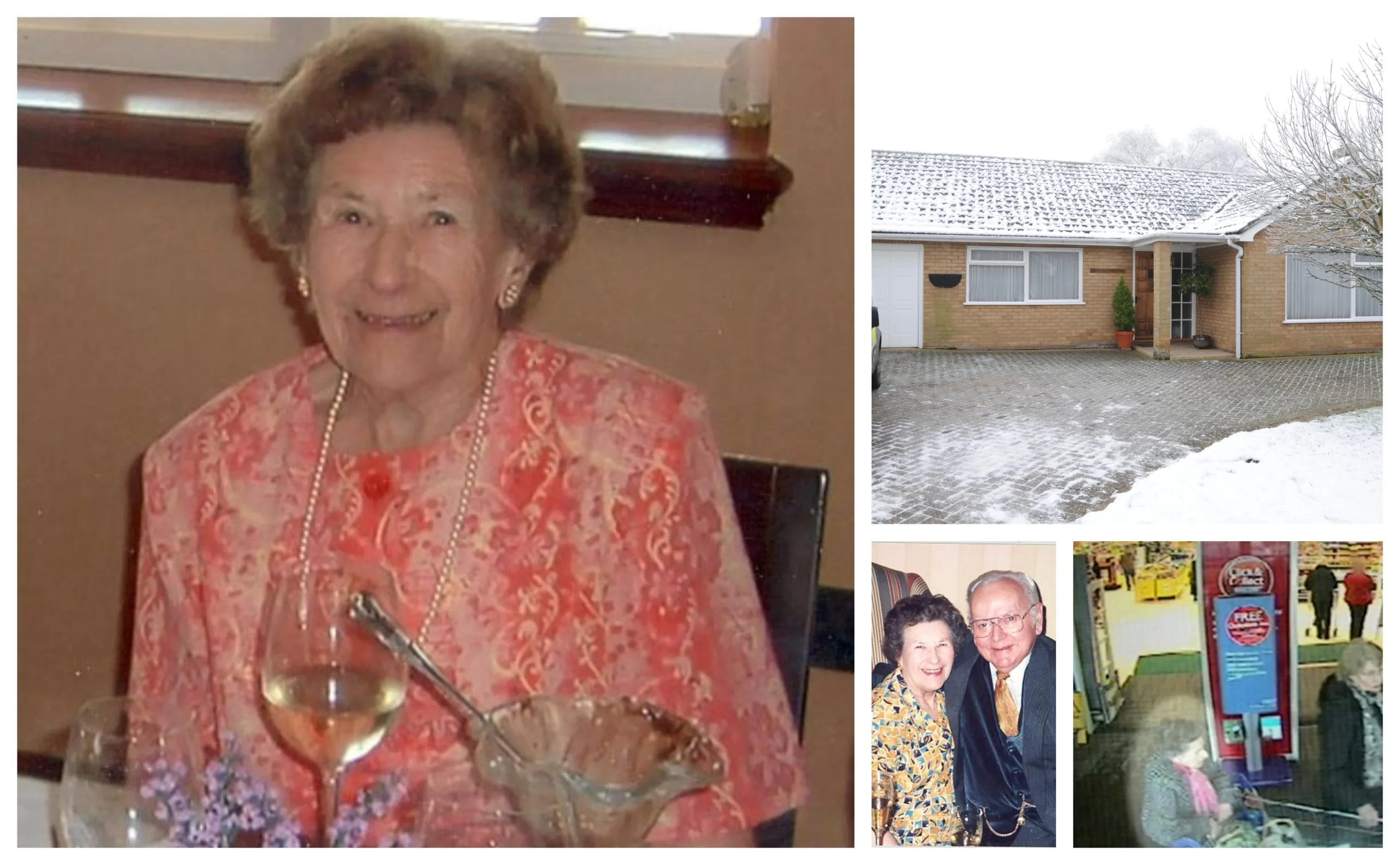 Una Crown murder probe: Photos show Una shopping, with her late husband Jack, and her bungalow home in Wisbech.