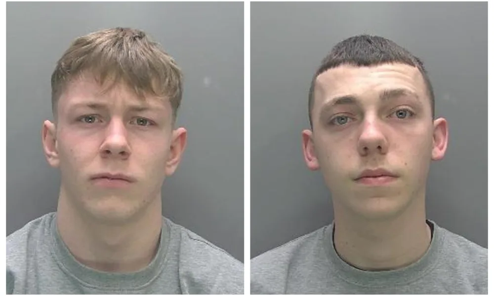 Jailed: Aidan Bird (left) formerly of Pettis Road, St Ives, was jailed for seven and a half years and Jaylen Harradine, of Dolphin Close, Cambridge, was jailed for three years and nine months.