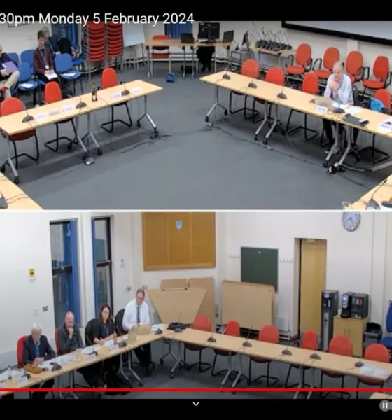 Scene from today’s meeting of the audit committee of East Cambridgeshire District Council audit committee that is being live streamed on YouTube
