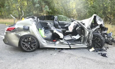 CRASH AFTERMATH: After overtaking the Range Rover and when passing the lorry, Asim Bashir collided head-on with a red Ford Fiesta being driven in the opposite direction by Christopher Hunt, 33, of Uppingham.
