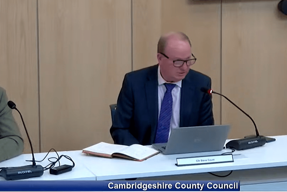 Cllr Steve Count is leader of the Conservative opposition on Cambridgeshire County Council accused the Lib Dem leader Cllr Lucy Nethsingha on X (formerly Twitter) of stopping him from scrutinising the budget at last week’s strategy and resources committee “as she thought I had taken too much of the committee’s time”