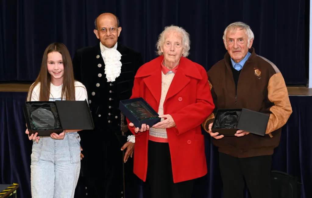 Pride in Fenland Awards nightSpecial Awards left to right Alyssa Bass The High Sheriff Dr Khetani, Evelyn Hamps and David Rose PHOTO: Fenland Citizen