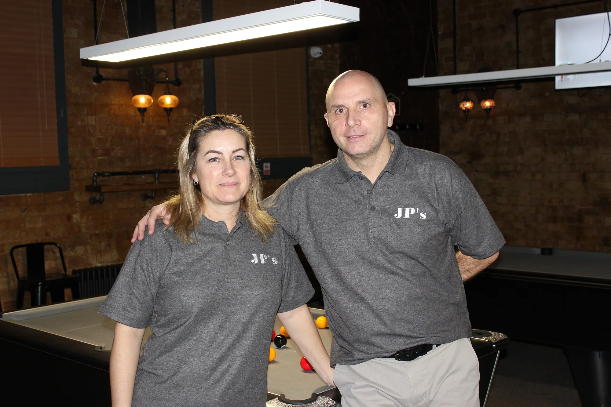 Professional snooker player Joe and his partner Penny Richardson on the opening day of Joe Perry’s Snooker and Pool Palace, in Chatteris