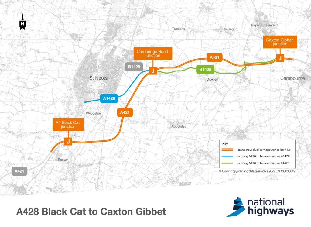Route Map showing the proposed A428 scheme ©NationalHighways (1)