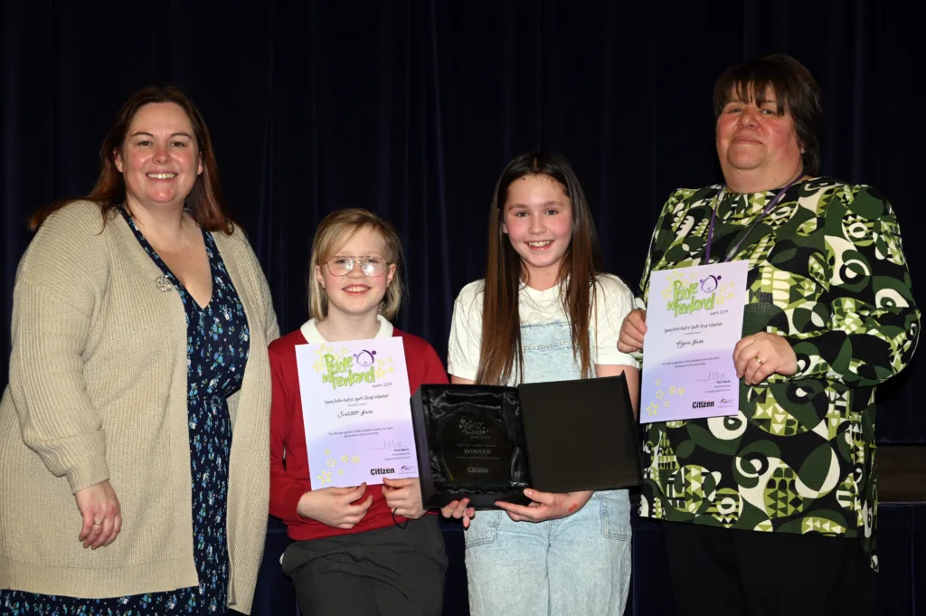 Pride in Fenland Awards nightSpecial Category Awards Cllr Susan Wallwork, The Special Judges Award to Scarlett and Alyssa Bass and Cllr Sam Clark PHOTO: Fenland Citizen