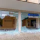 Glass counters have been damaged, three main windows broken, and two external wall mounted ATM machines have been damaged during a break in today at Barclays Bank, Peterborough City Centre. PHOTO: Terry Harris