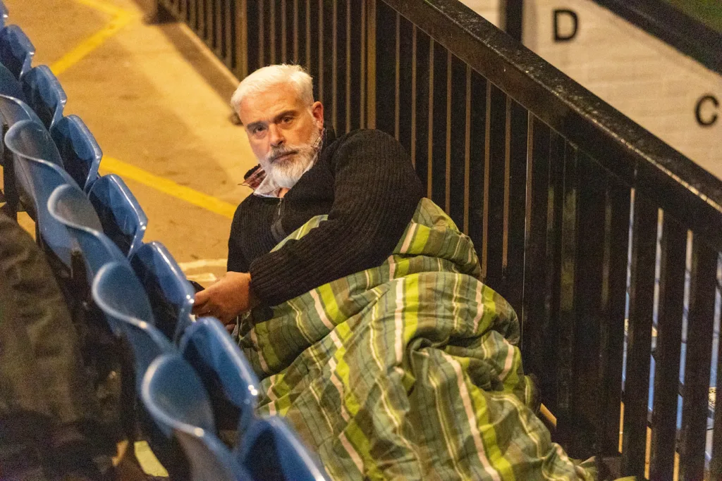 Michael Hudson, Cambridgeshire County Council finance director - Big Sleep Out, Abbey Road Stadium, Cambridge. ‘Homelessness and rough sleeping is never going to go away’ he says. Friday 01 March 2024. Picture by Terry Harris.