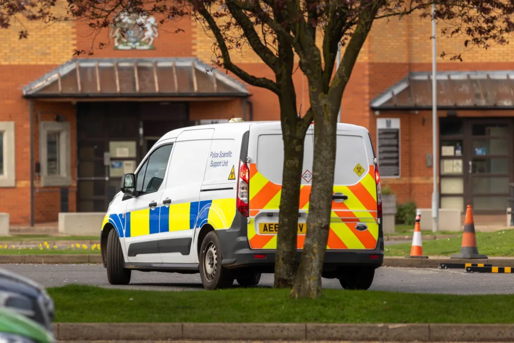 Whitemoor Prison, March, Cambridgeshire, where forensics experts are looking for DNA and other evidence after a prison officer was seriously assaulted. PHOTO: Terry Harris