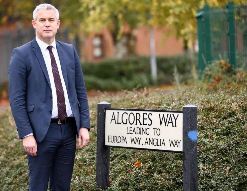 MP Steve Barclay on a site visit in 2020 to Algores Way, Wisbech. After the visit he said: ‘I remain strongly opposed to the proposals to build a waste incinerator in Wisbech. I have already flagged my concern to the relevant Minister and will continue to outline the problems with this scheme’ 