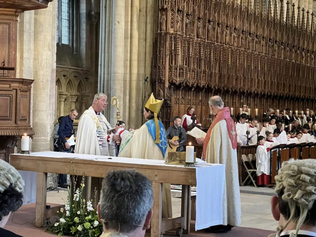 The 39th Bishop of Peterborough is the Right Reverend Debbie Sellin. Bishop Debbie was installed at a service in Peterborough Cathedral on 3 March 2024