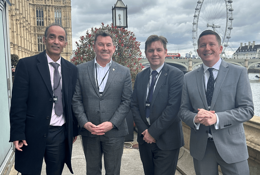 From left, Leader of Peterborough City Council Cllr Mohammed Farooq, John Hill, Director of Technology and Strategy for TWI, Mayor of Cambridgeshire and Peterborough Dr Nik Johnson and ARU Peterborough Principal Prof Ross Renton. Picture: Peterborough City Council