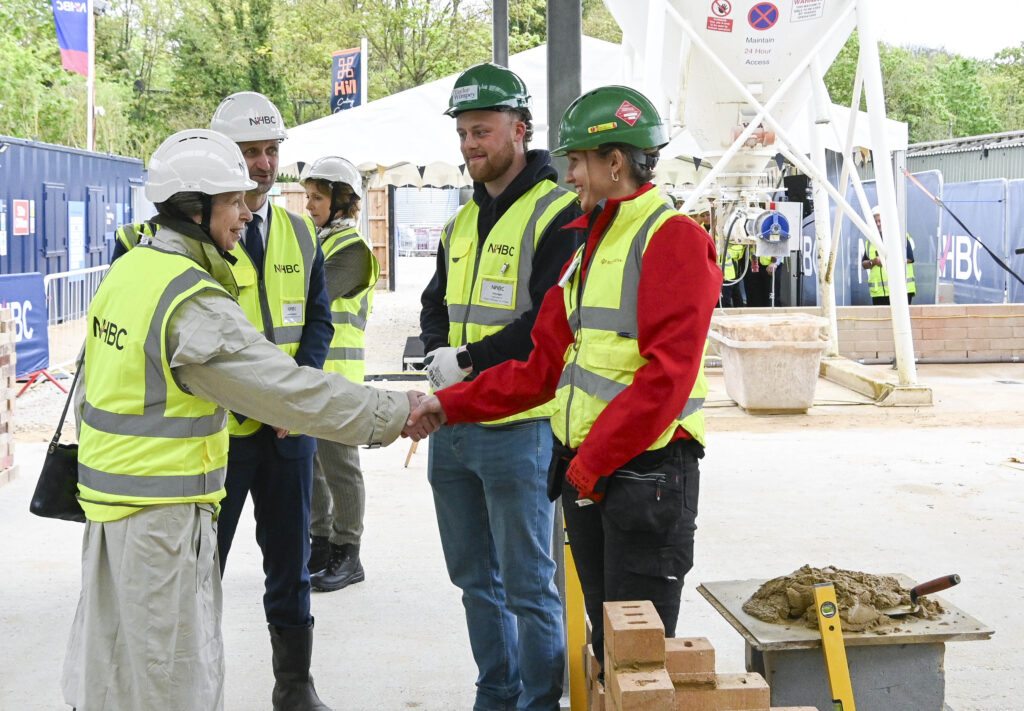 The Princess Royal officially opens the NHBC Training Hub, adjacent to Histon Football Club, Impington, Cambridge; it can train 80 apprentices all year round. PHOTO: NHBC 