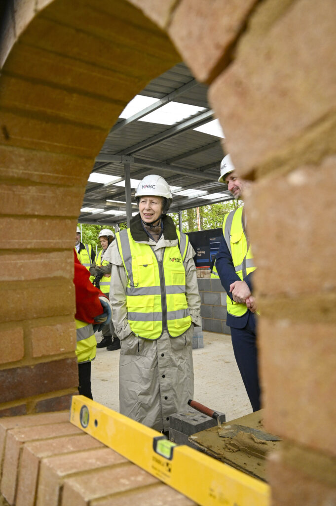 The Princess Royal officially opens the NHBC Training Hub, adjacent to Histon Football Club, Impington, Cambridge; it can train 80 apprentices all year round. PHOTO: NHBC 