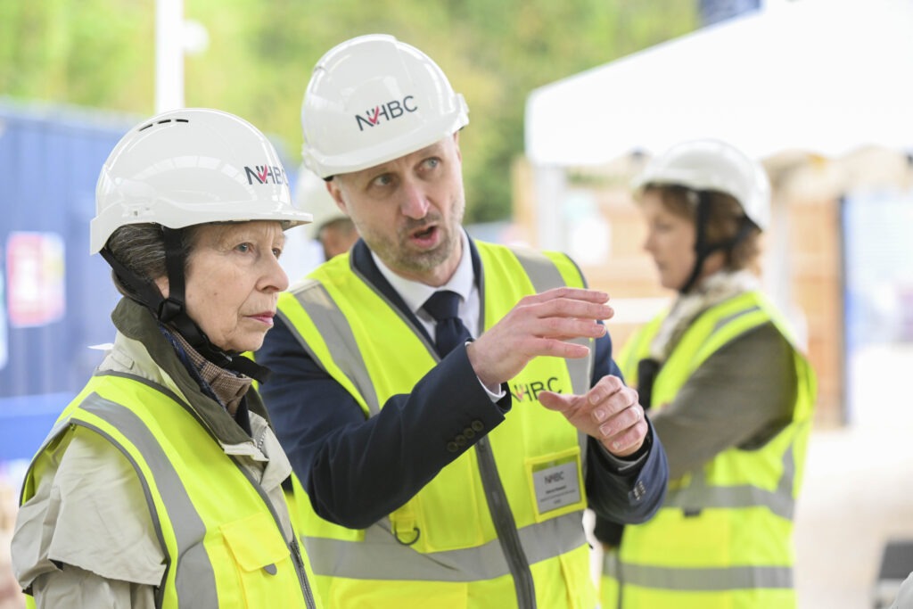 The Princess Royal officially opens the NHBC Training Hub, adjacent to Histon Football Club, Impington, Cambridge; it can train 80 apprentices all year round. PHOTO: NHBC 